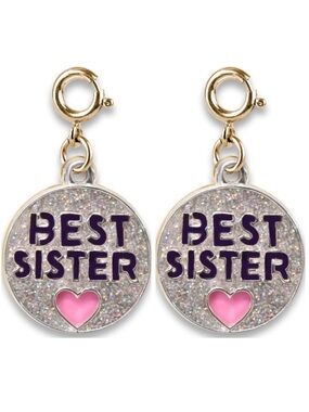 Best Sister Glitter Heart Dangle Charms